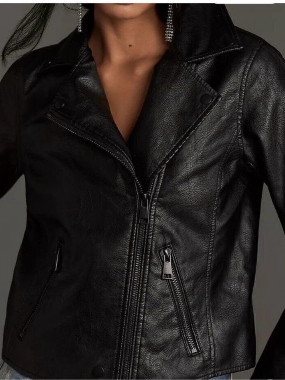 Anthropologie Black Faux Leather Moto Jacket